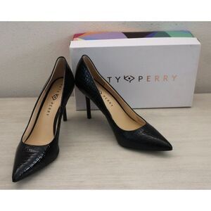 Katy Perry 34KP1029 Women's Sz 11M Black The Sissy Croc Embossed Pumps
